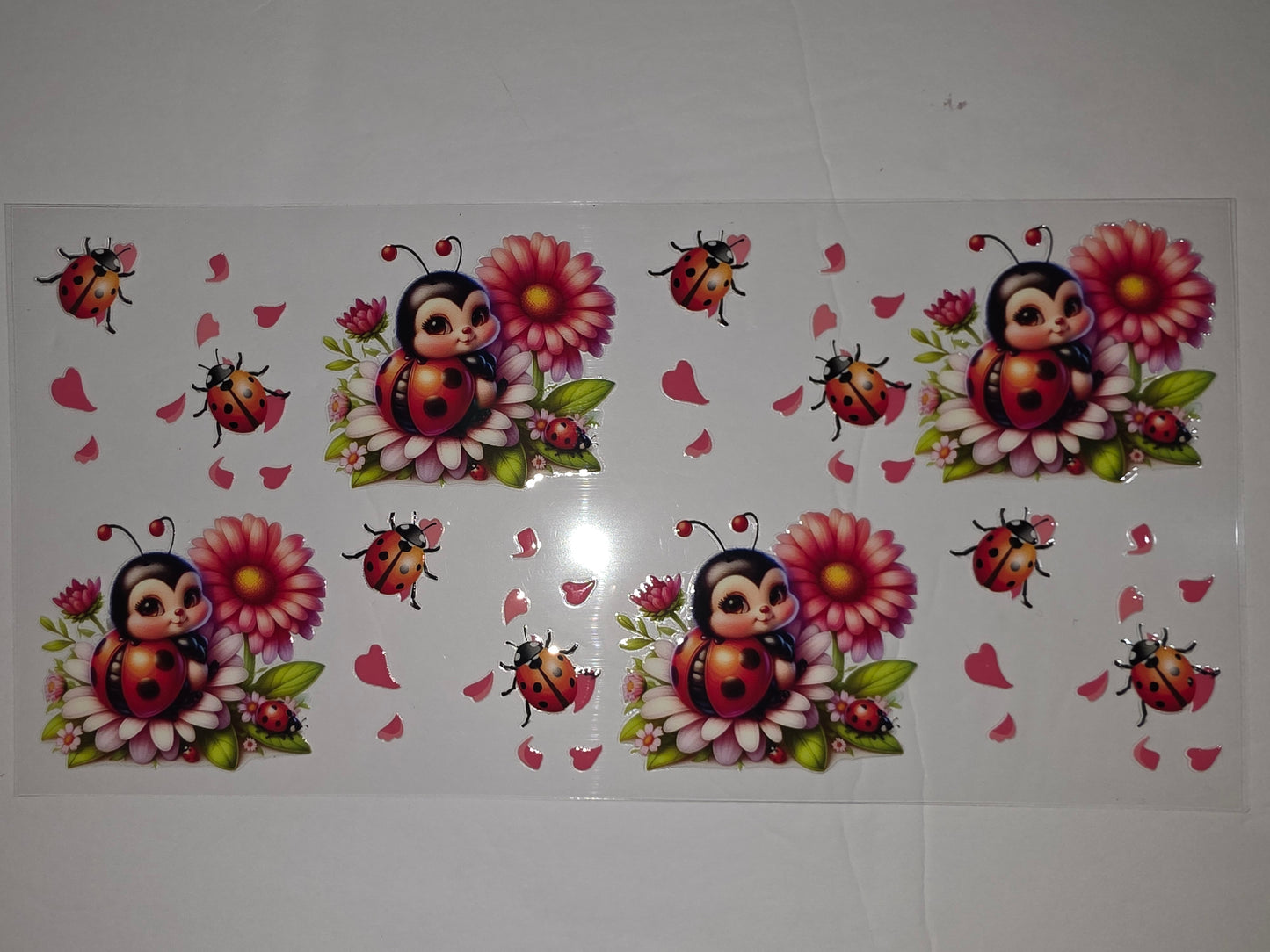 Cute Ladybug & Flower Tumbler Wrap | Adorable Red Ladybug Drinkware Design | Spring & Garden Theme
