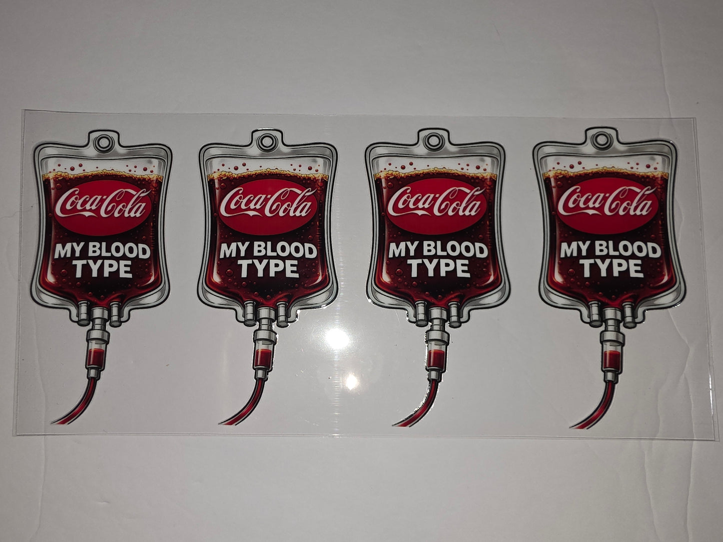 Coca-Cola "My Blood Type" IV Bag Tumbler Wrap - Red & White Sublimation Design