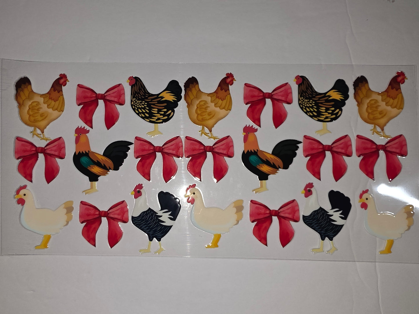 Farmhouse Chicken & Rooster Tumbler Wrap with Red Bows - Country Farm Decor