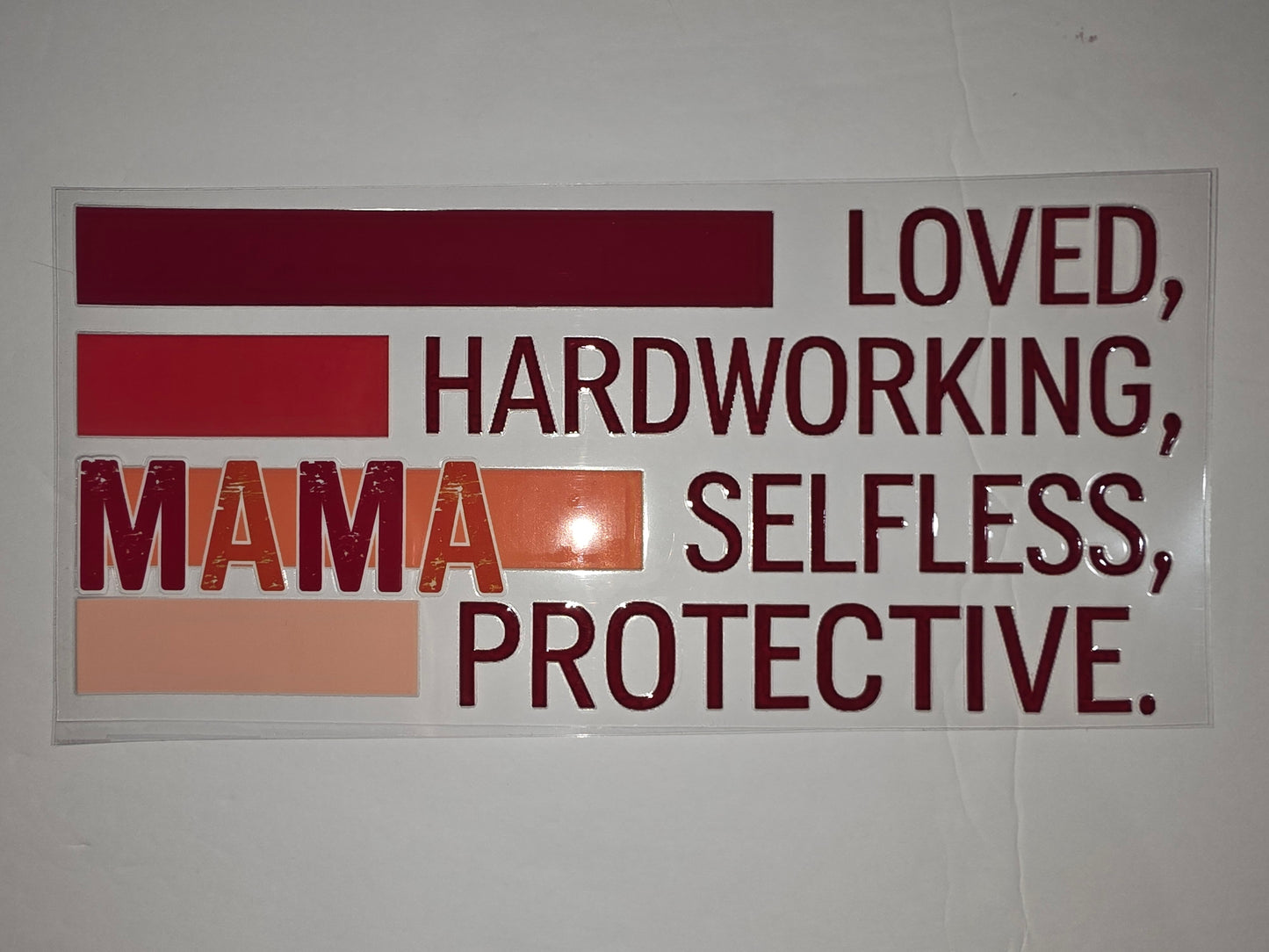 Mama Loved, Hardworking, Selfless, Protective Tumbler Wrap | Red & Orange Gradient