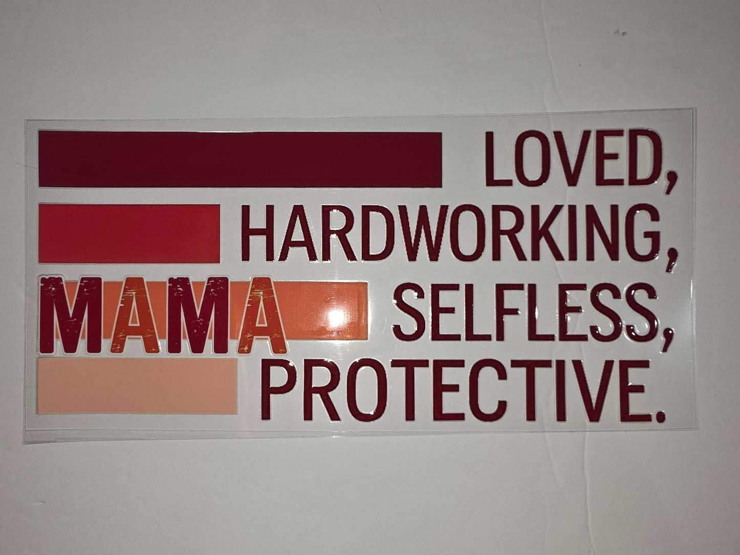 Mama Tumbler Wrap - Loved, Hardworking, Selfless, Protective - Red & Orange Gradient