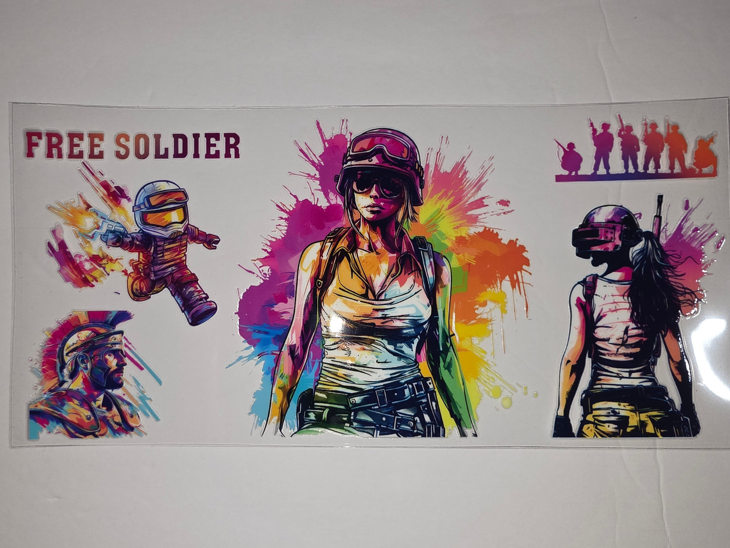 Vibrant "Free Soldier" Tumbler Wrap - Gaming & Action Art