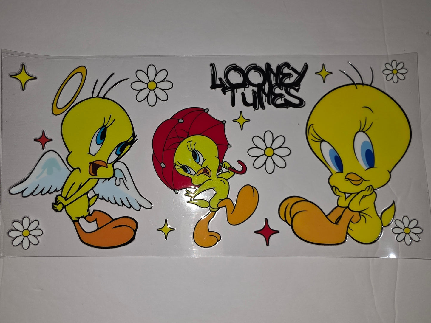 Looney Tunes Tweety Bird Tumbler Wrap - Yellow, Blue, Red, Daisy & Star Design