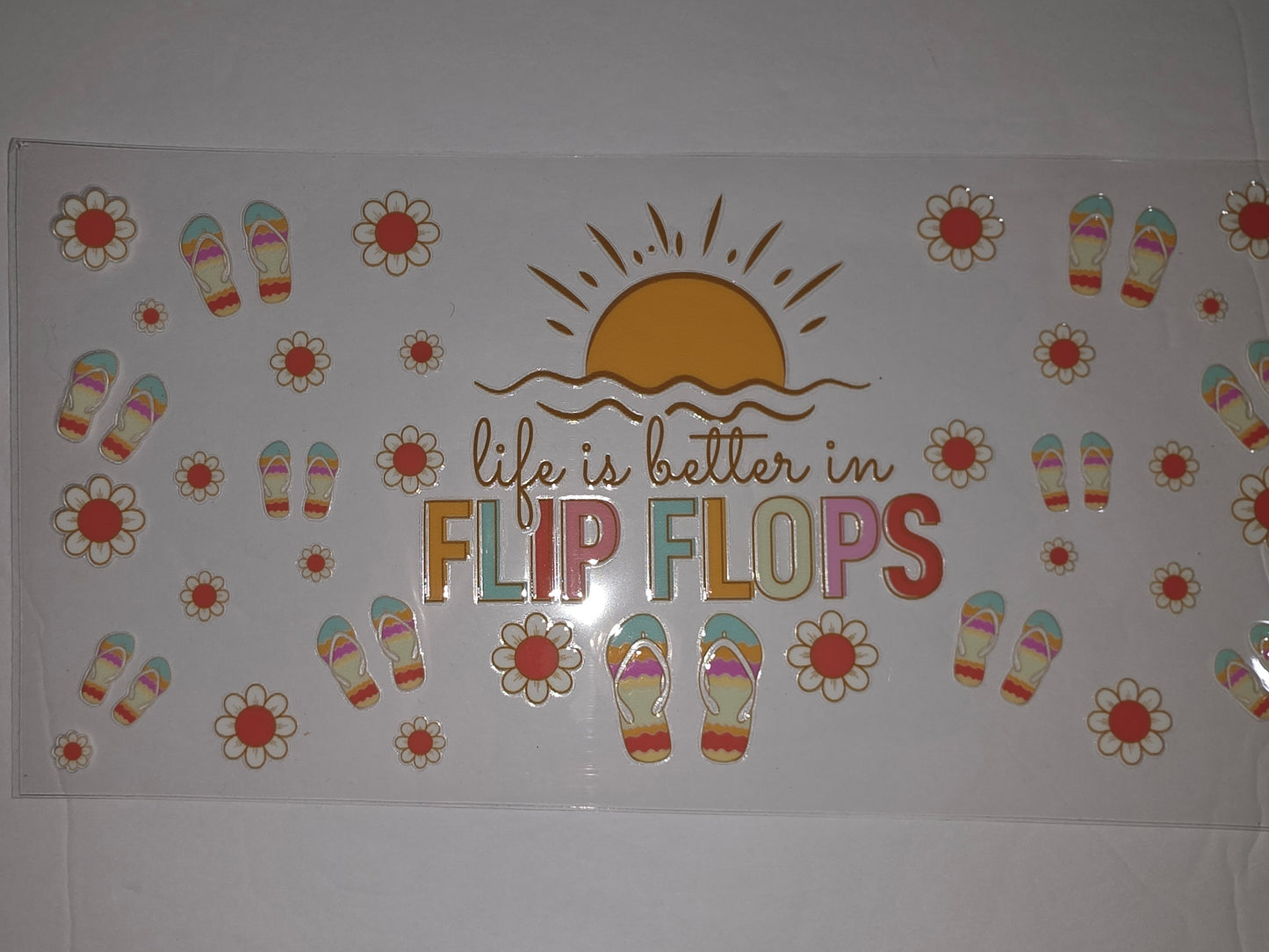 Retro Flip Flop & Flower Tumbler Wrap | "Life is Better in Flip Flops" Beach Design
