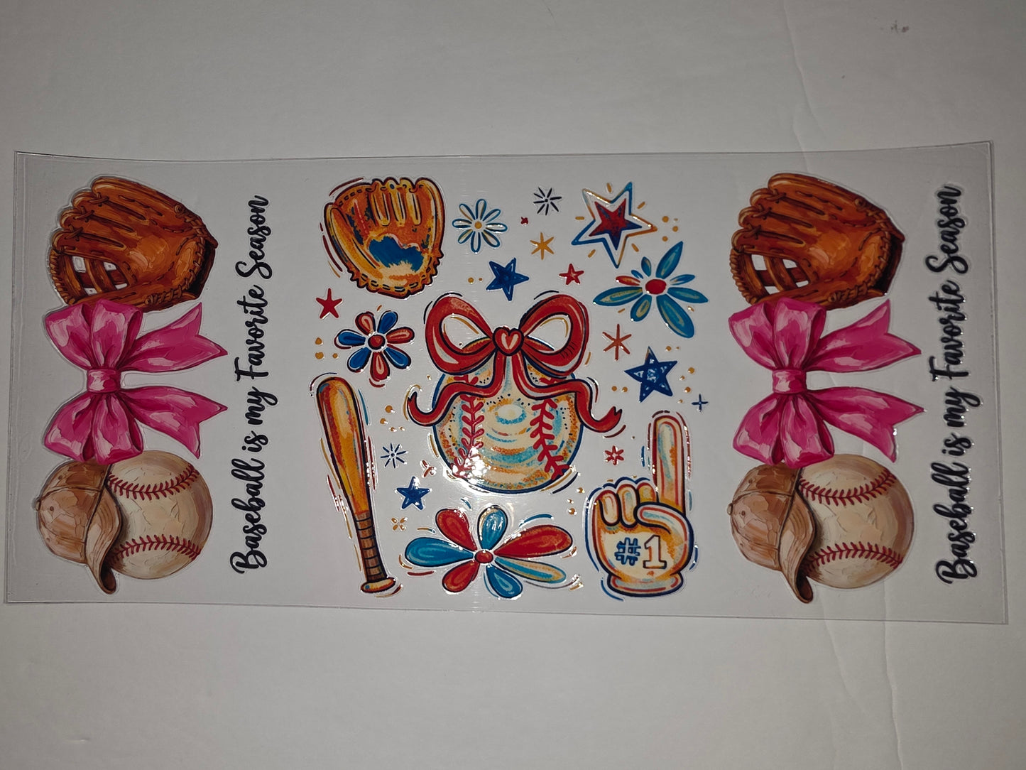 Pink Bow Baseball Tumbler Wrap | Baseball Mom Design | Sports Drinkware Sublimation
