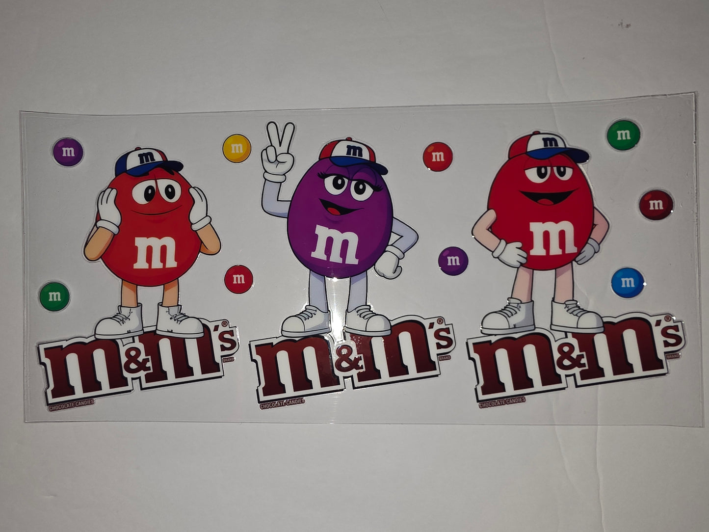 M&M Characters Tumbler Wrap Design - Red, Purple, Yellow, Blue - Fun & Playful