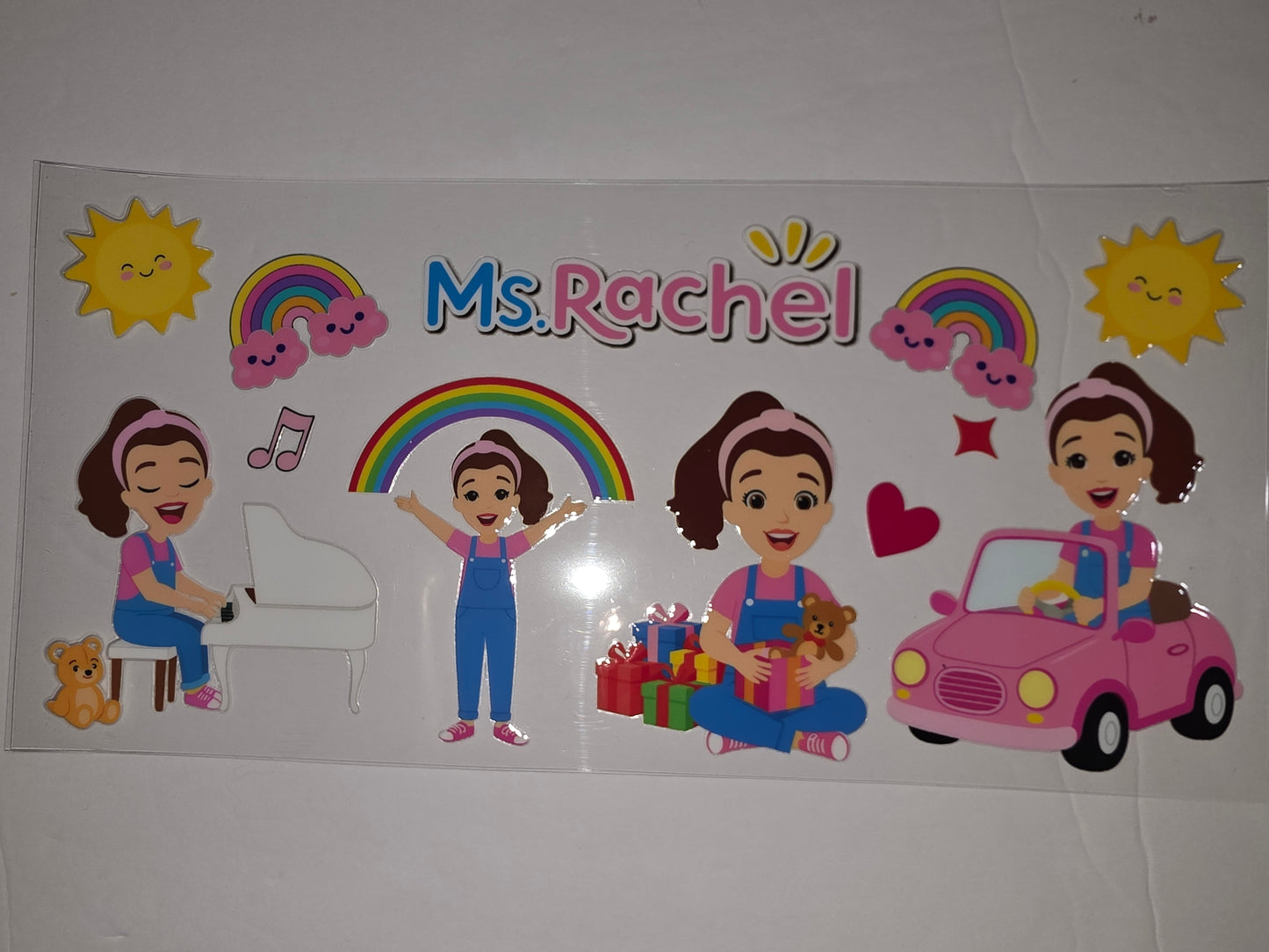 Ms. Rachel Inspired Tumbler Wrap - Pink, Blue, Rainbows, Sunshine & Cute Characters