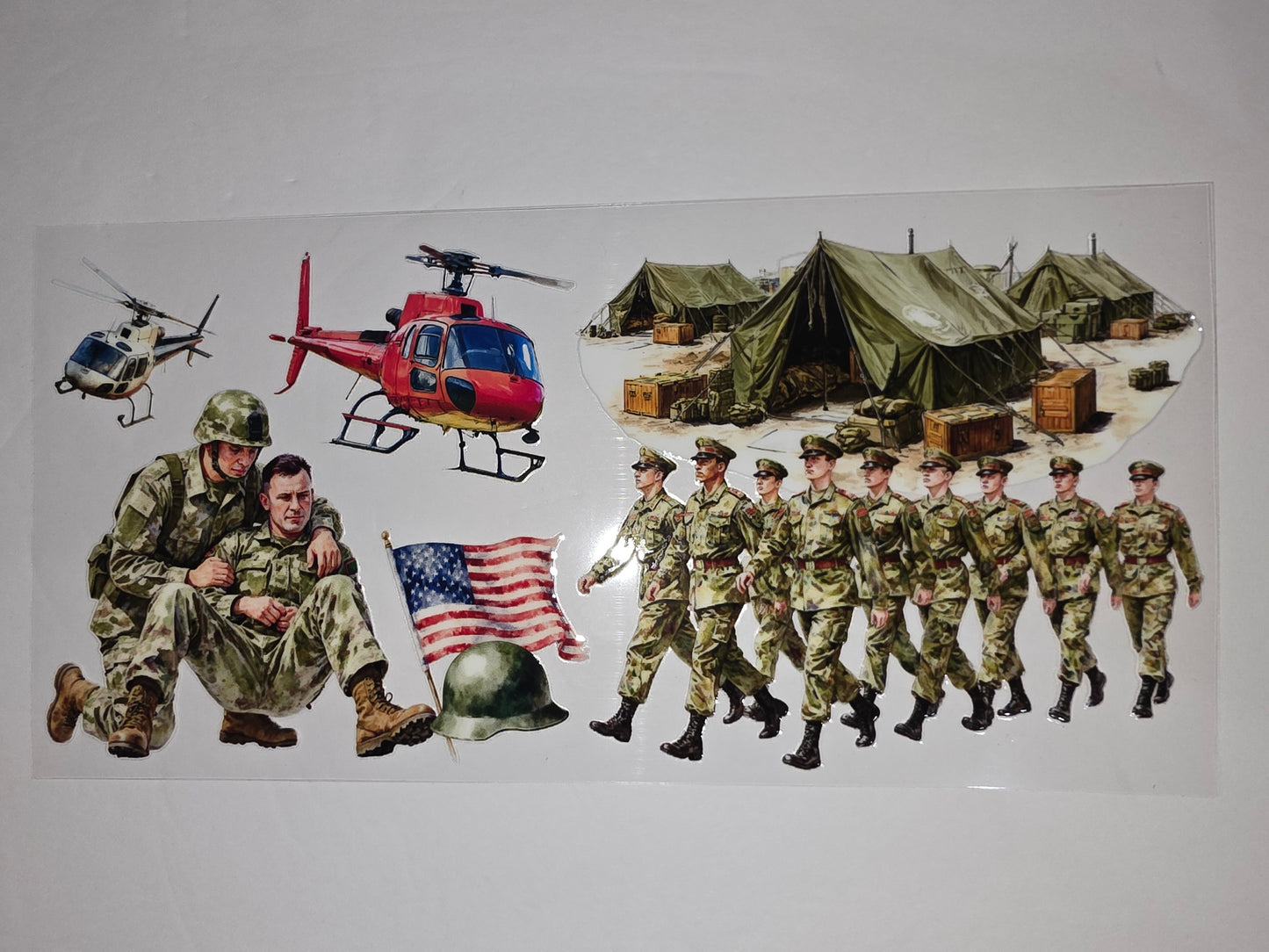 Military Soldier & Helicopter Tumbler Wrap | Camouflage, American Flag, Army Theme
