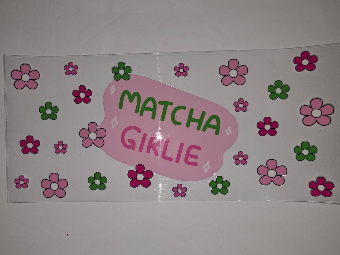 Cute Matcha Girlie Floral Tumbler Wrap | Pink Green Flower Drinkware Design