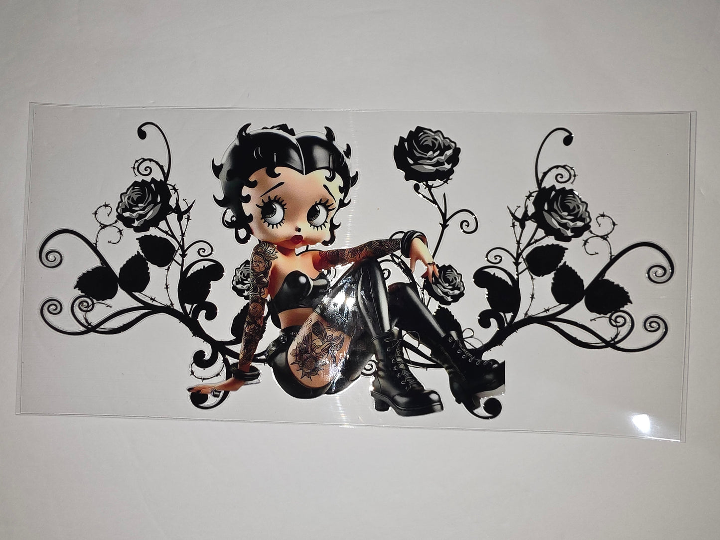 Tattooed Betty Boop Black Rose Gothic Tumbler Wrap | Sublimation Design