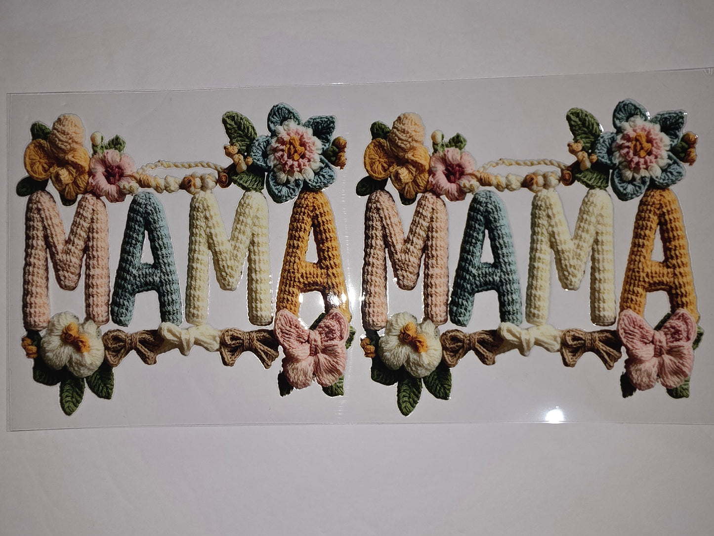 Crocheted Mama Tumbler Wrap Design - Pastel Floral & Bows
