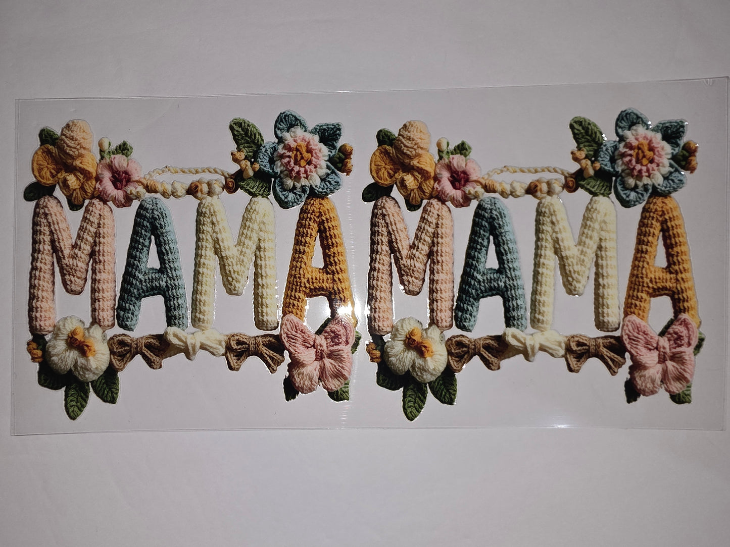Mama Floral Tumbler Wrap | Crochet Flower & Bow Design | Pastel Colors