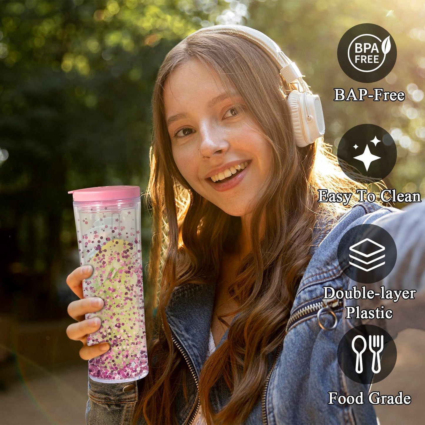 25 oz Glow In The Dark Snowglobe Tumbler with Flip Top Lid