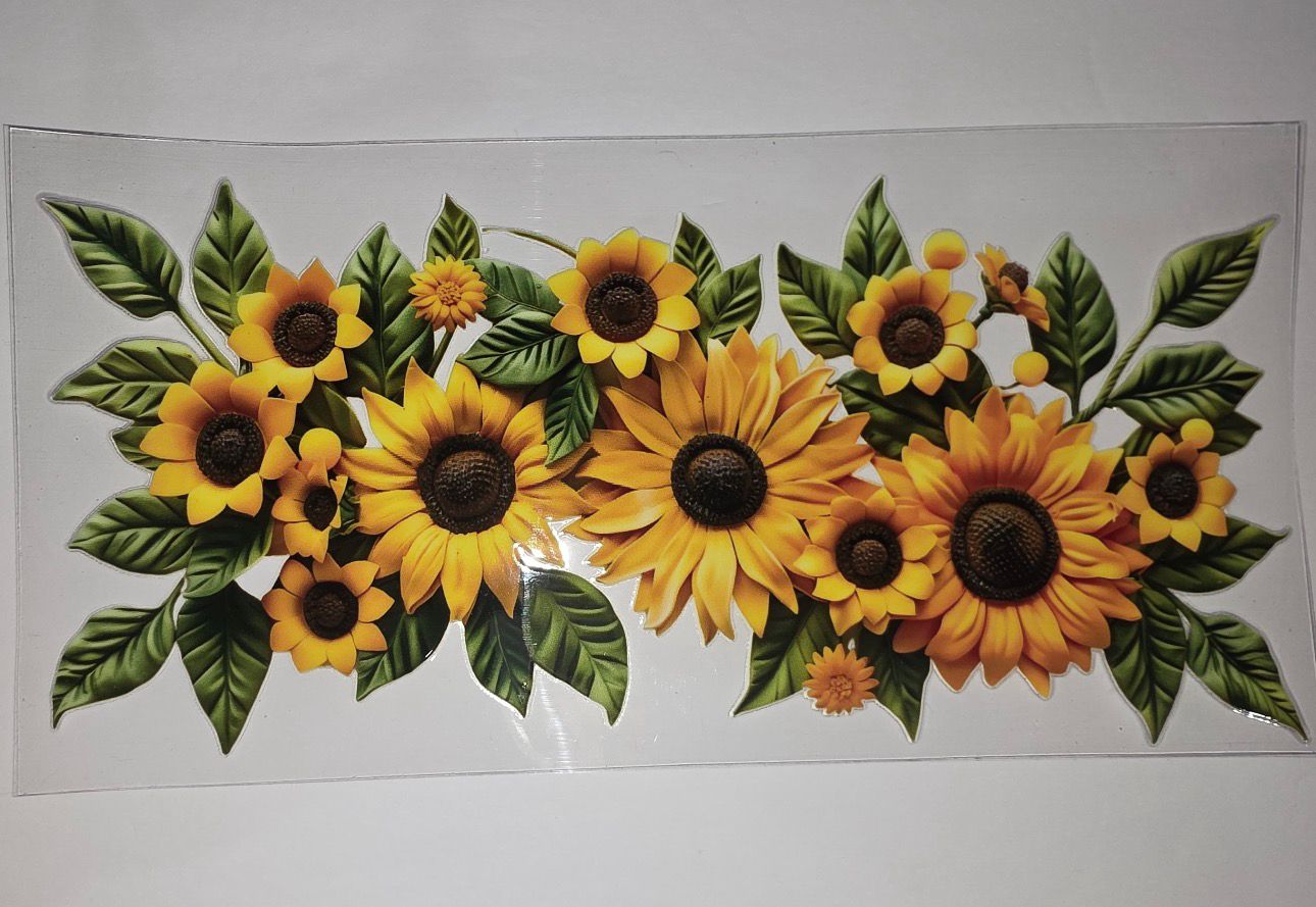 Vibrant Sunflower Bouquet Tumbler Wrap - Yellow & Green Floral Design