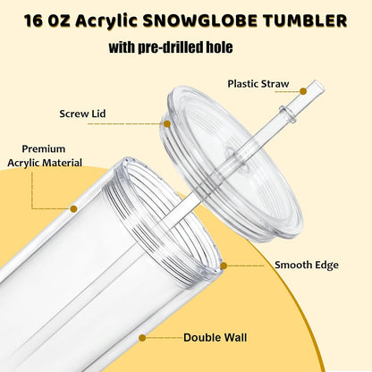 16 oz Skinny Snowglobe Tumbler