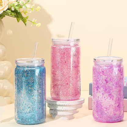 16 oz Colorful Tumbler with Lid and Straw-Clear