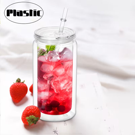 16 oz Colorful Tumbler with Lid and Straw-Clear