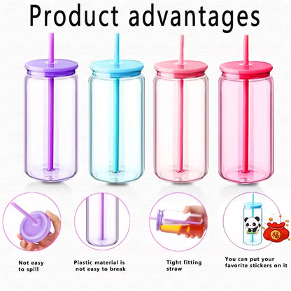 16 oz Colorful Tumbler with Colored Lid and Straw-Multiple colors available
