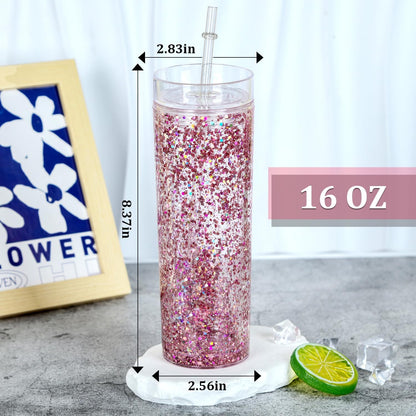 16 oz Skinny Snowglobe Tumbler
