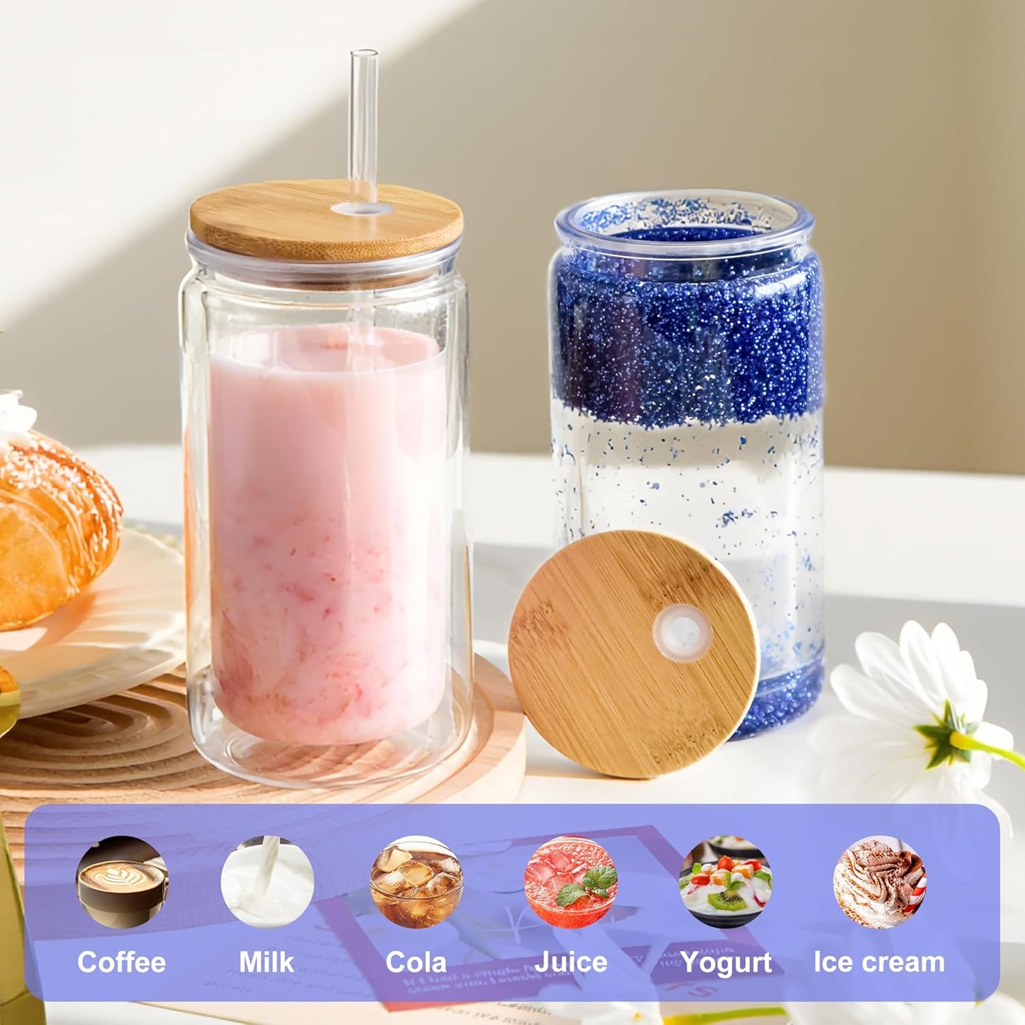 16 oz Snowglobe Tumbler with Lid and Straw