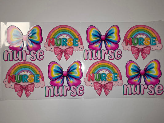 Rainbow Nurse Tumbler Wraps - Cute Bow & Rainbow Designs for Drinkware