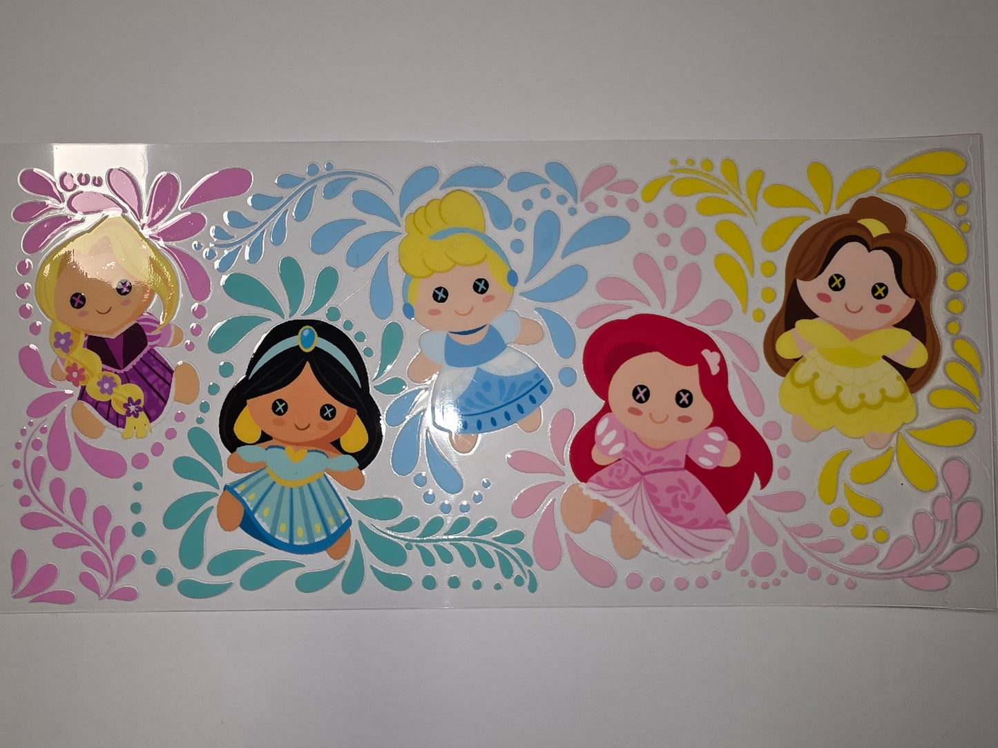 Chibi Princess Tumbler Wrap - Fairytale Characters, Pink, Blue, Yellow, Purple