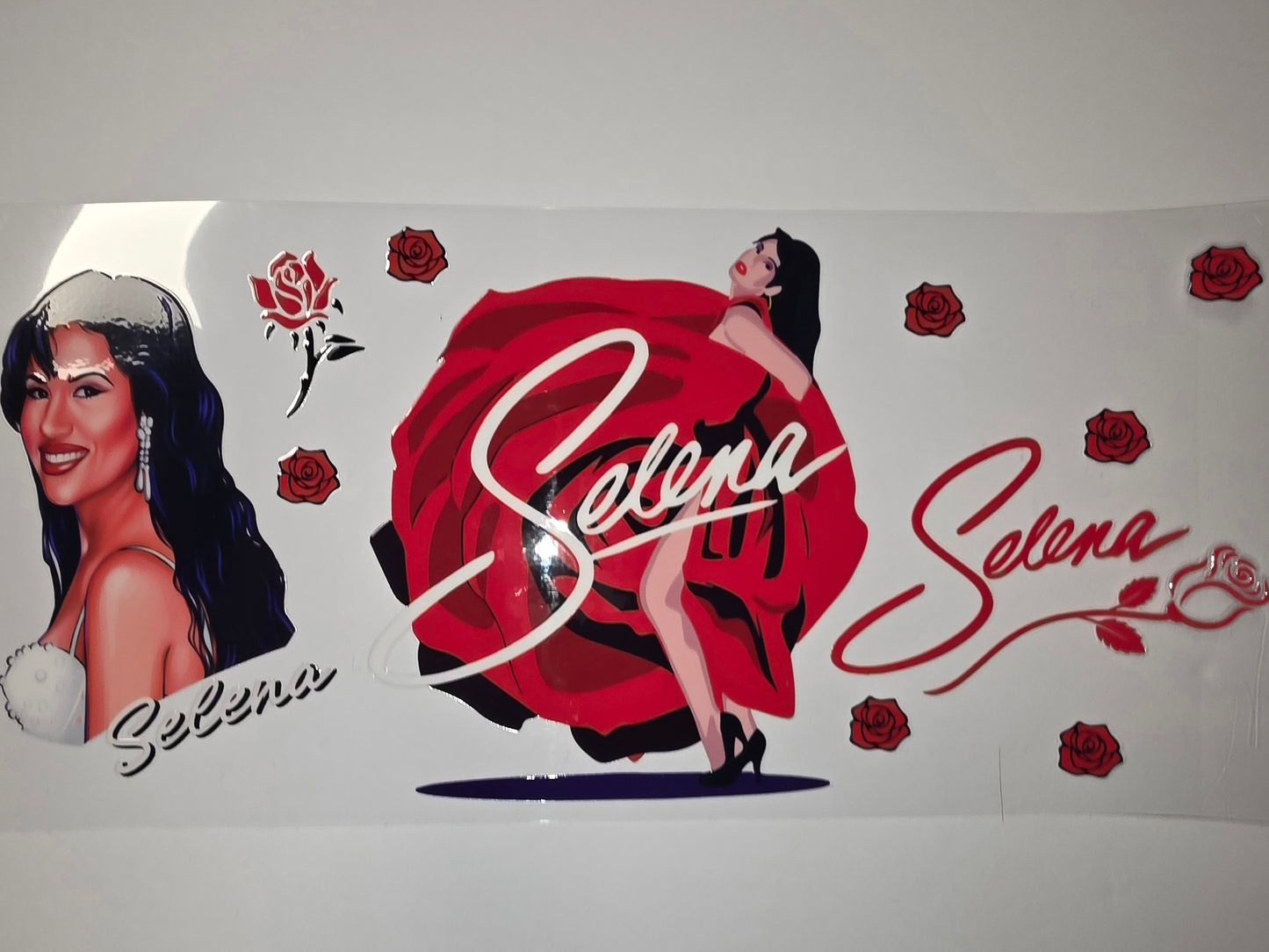 Selena Quintanilla Tumbler Wrap - Red Rose Design - Vibrant & Iconic