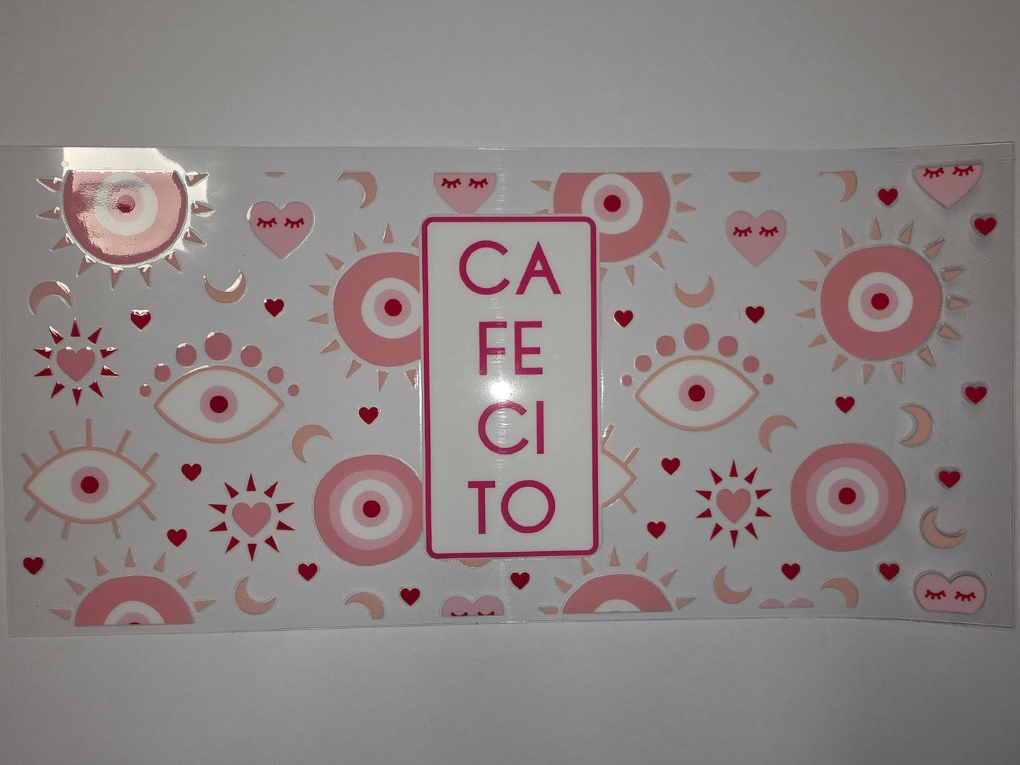 Pink Evil Eye & Celestial Tumbler Wrap | Cute Hearts, Suns, Moons | Sublimation Design