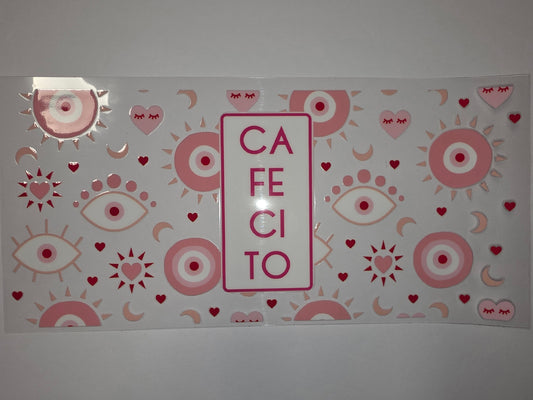 Pink Evil Eye & Celestial Tumbler Wrap | Cute Hearts, Suns, Moons | Sublimation Design