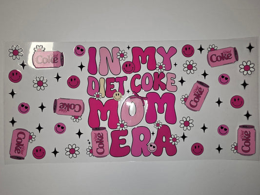 Retro Pink Diet Coke Mom Era Tumbler Wrap | Groovy Smiley Flower Design