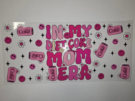 Retro Pink Diet Coke Mom Era Tumbler Wrap | Groovy Smiley Flower Design