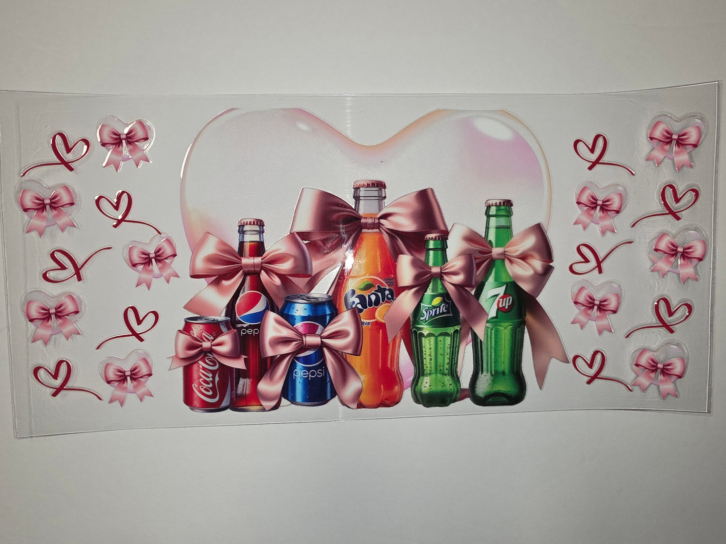 Pink Bow & Soda Bottle Tumbler Wrap - Vintage Coca-Cola, Pepsi, Fanta, Sprite Design
