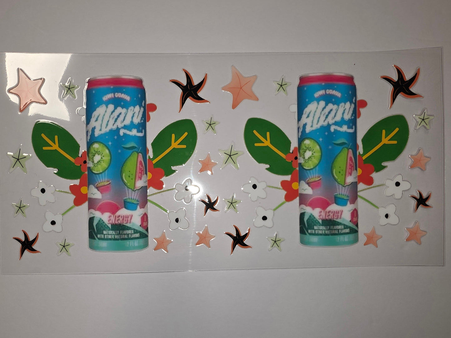Tropical Fruit Energy Drink Tumbler Wrap | Blue, Green, Pink | Summer Vibes