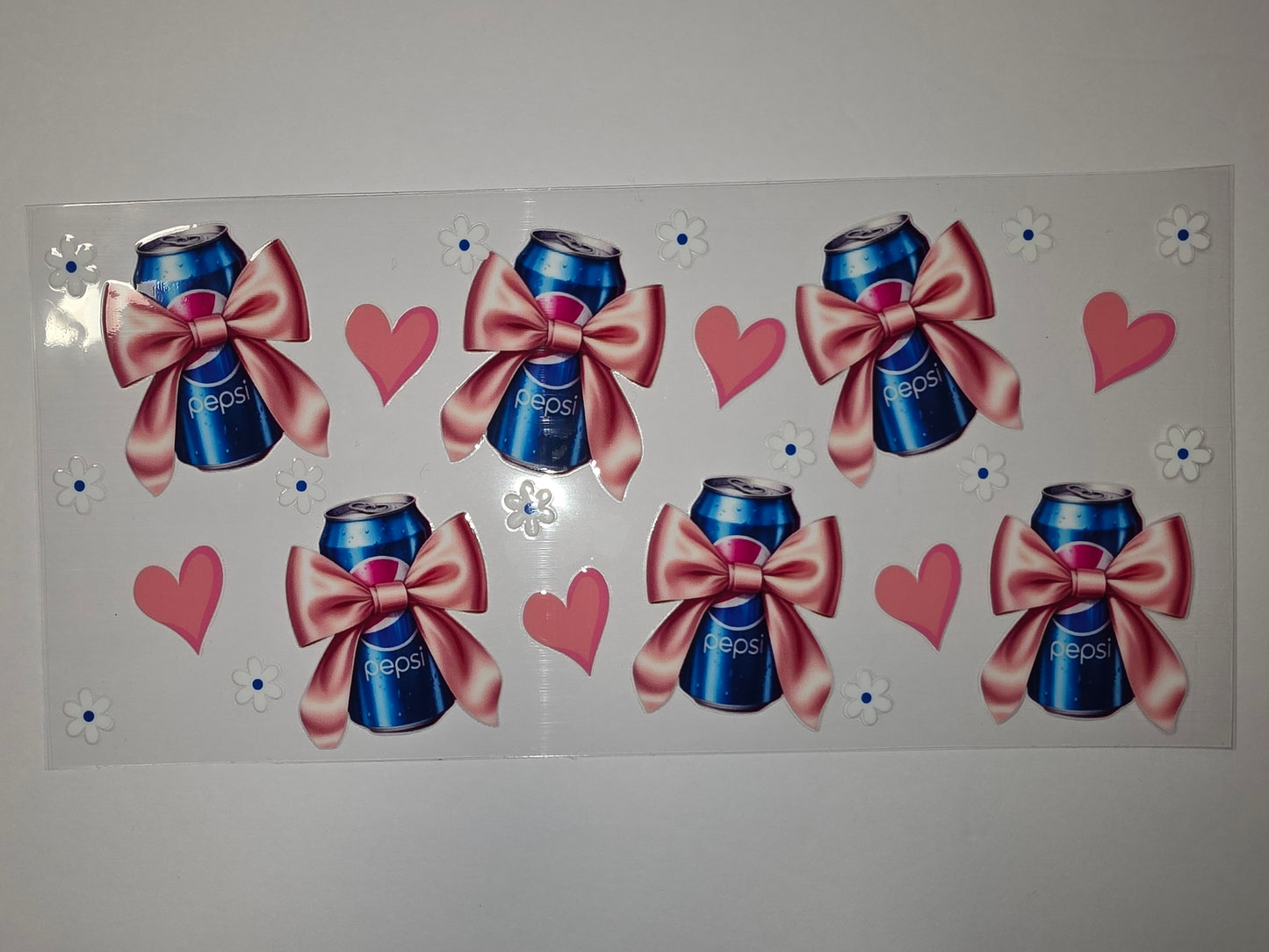Pink Bow Pepsi Can Tumbler Wrap | Cute Soda Drinkware Design | Sublimation Wrap