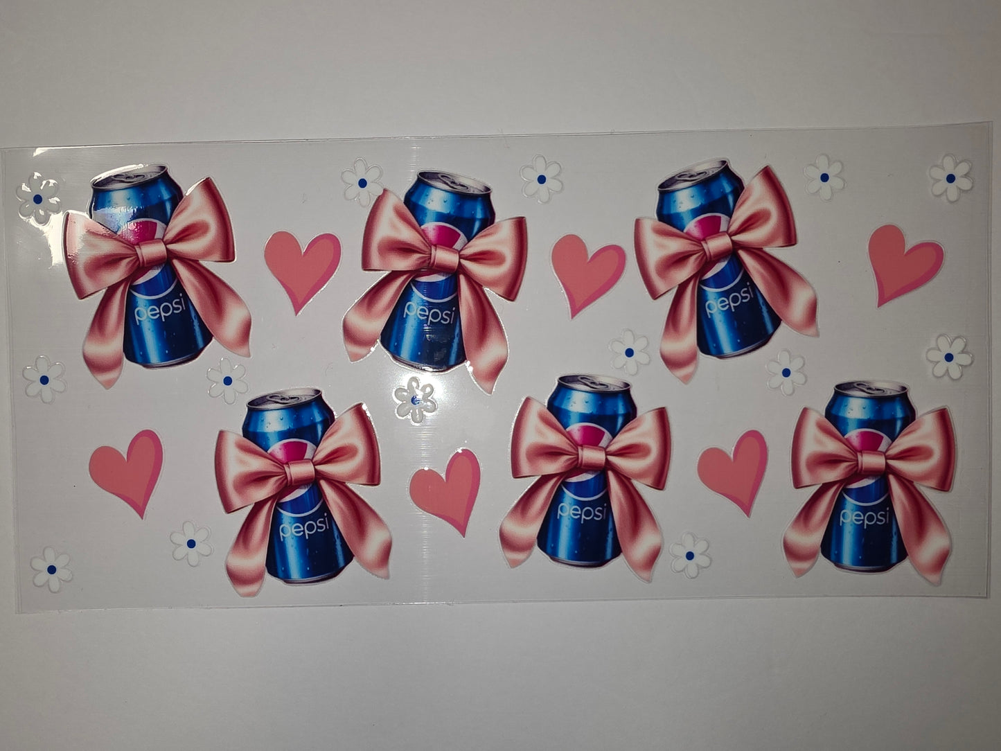 Pink Bow Pepsi Can Tumbler Wrap | Cute Soda Drinkware Design | Sublimation Wrap