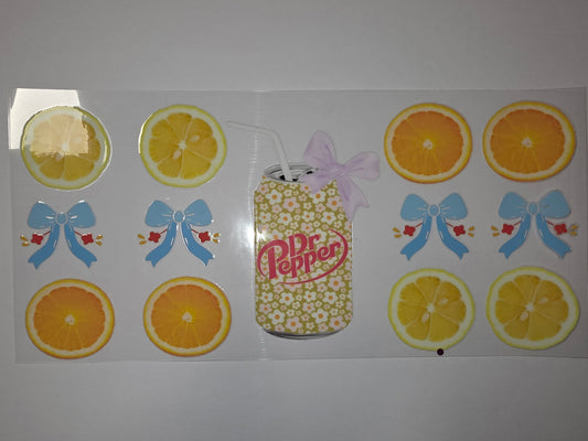 Retro Citrus Soda Tumbler Wrap | Lemon Orange Dr Pepper Floral Design