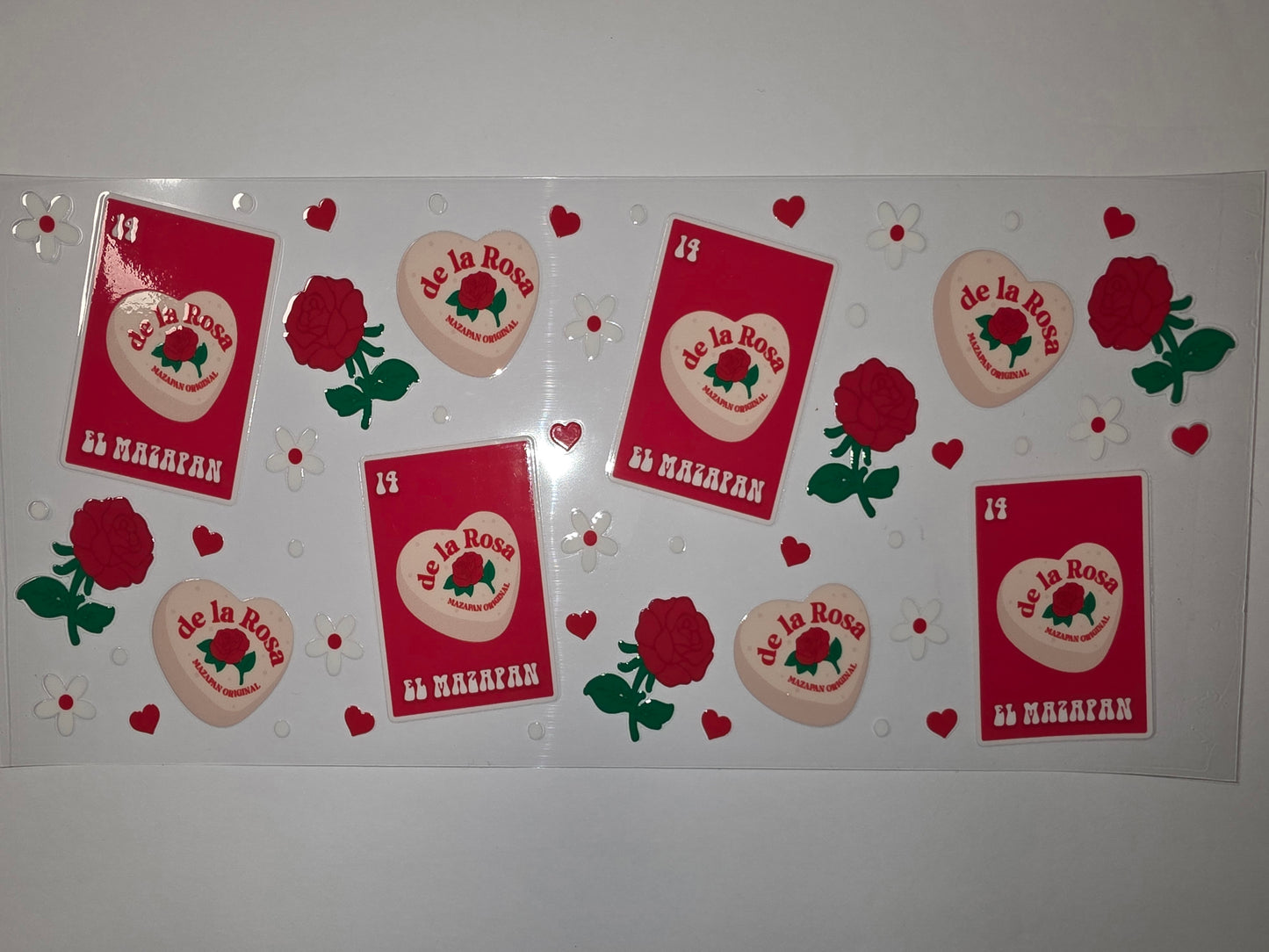 Red Rose & Heart "De La Rosa" El Mazapan Tumbler Wrap | Vintage Candy Design