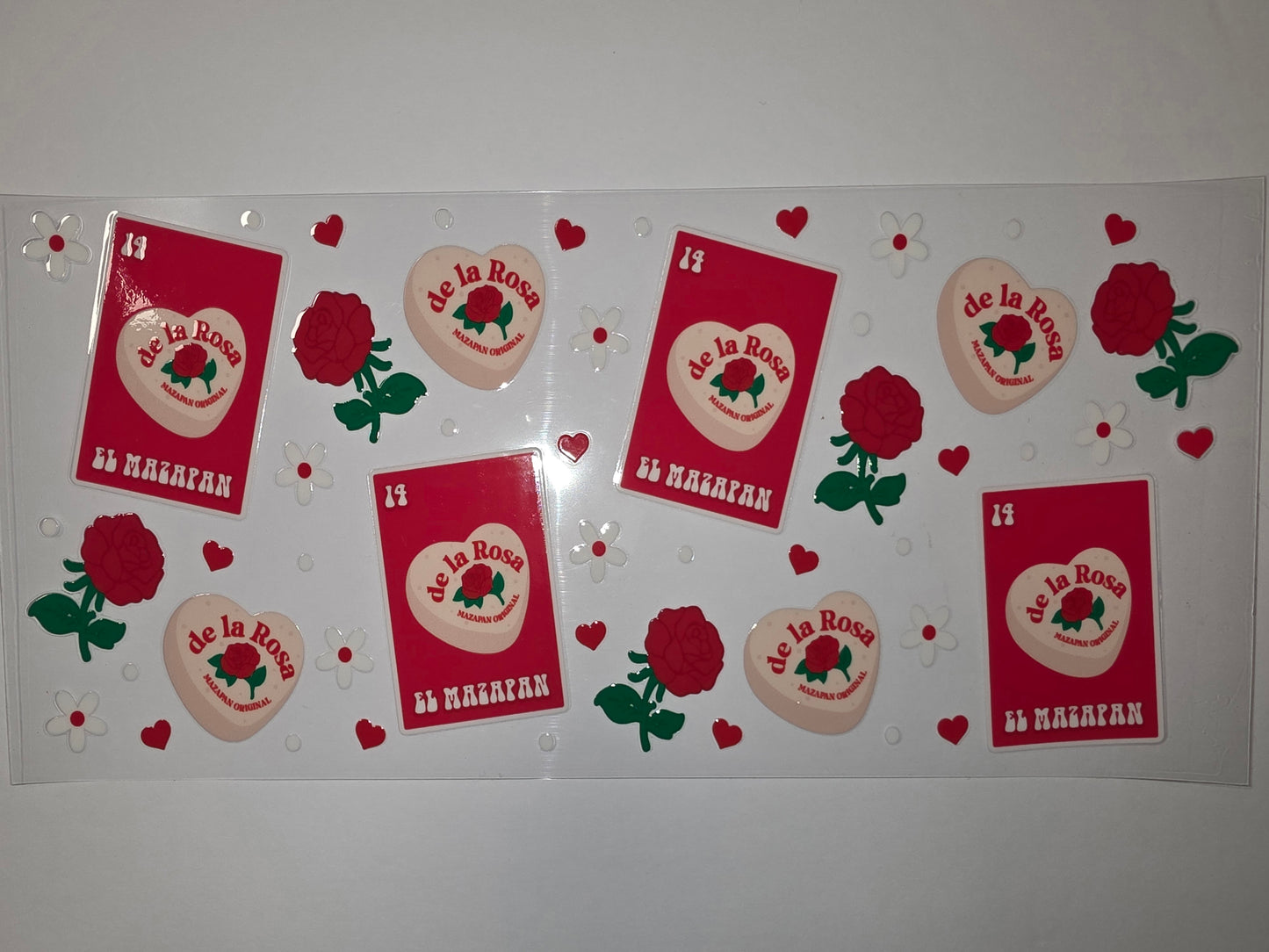 Red Rose & Heart El Mazapan Tumbler Wrap | Vintage Mexican Candy Design