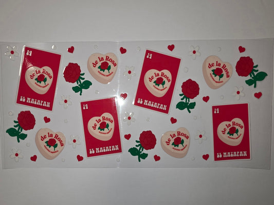 Red Rose & Heart El Mazapan Tumbler Wrap | Vintage Mexican Candy Design
