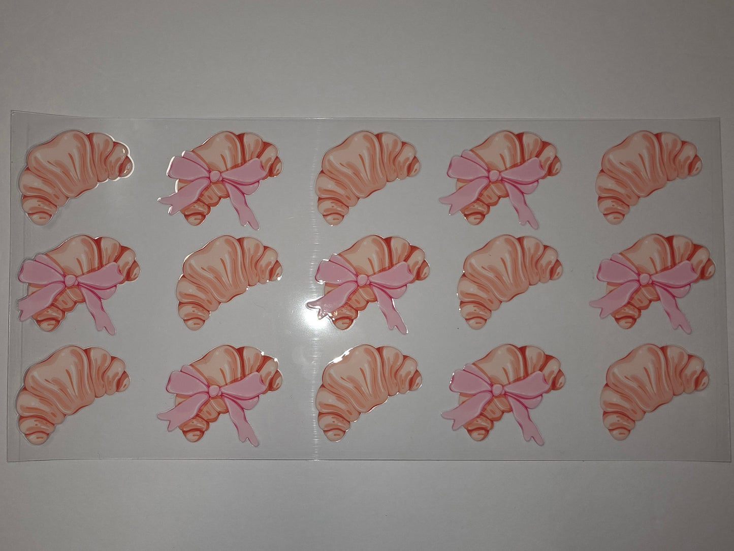 Cute Croissant with Pink Bow Tumbler Wrap | Bakery Pastry Drinkware Decal