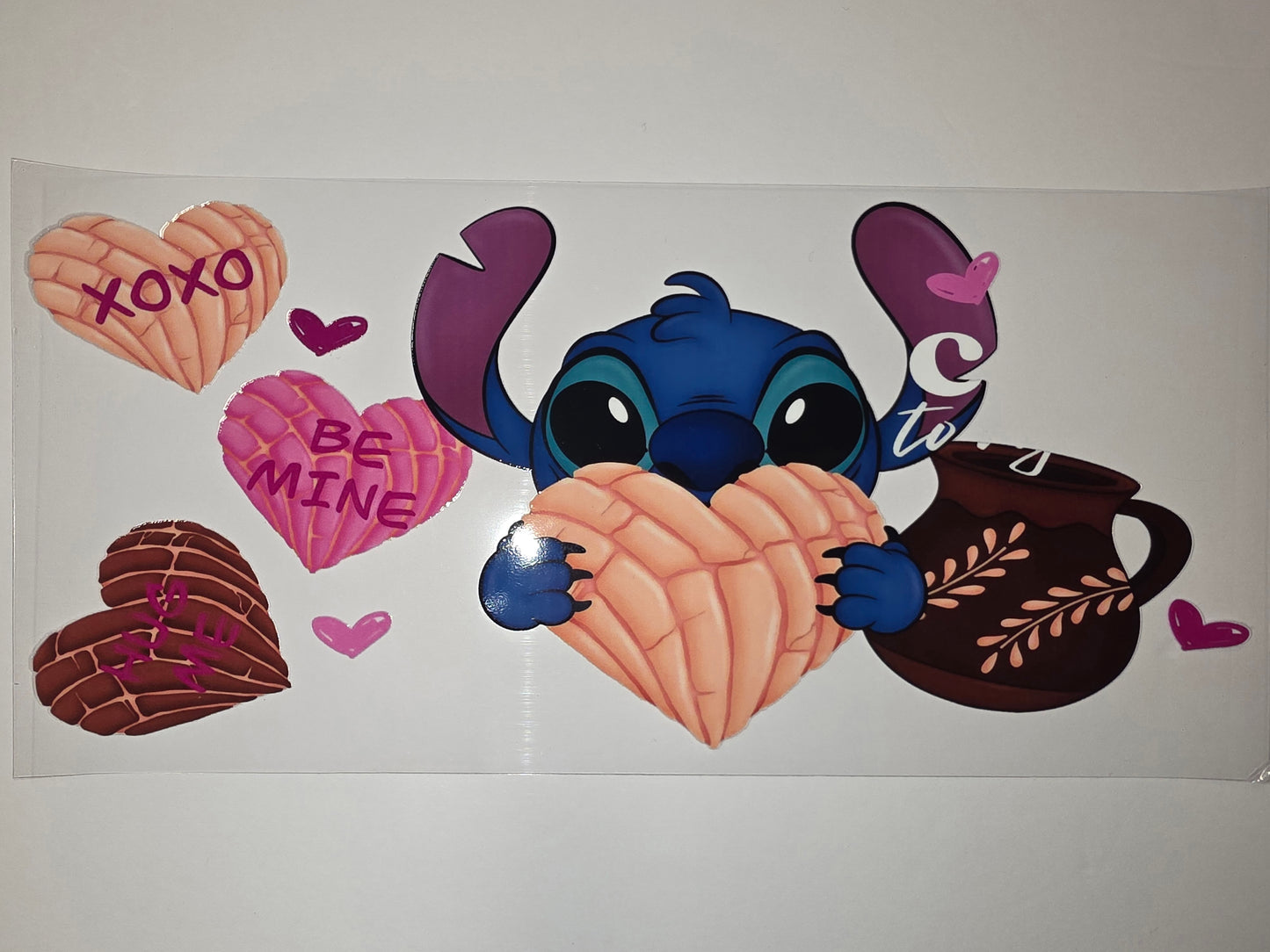 Stitch Concha Valentine Tumbler Wrap - Cute Pink & Blue Design