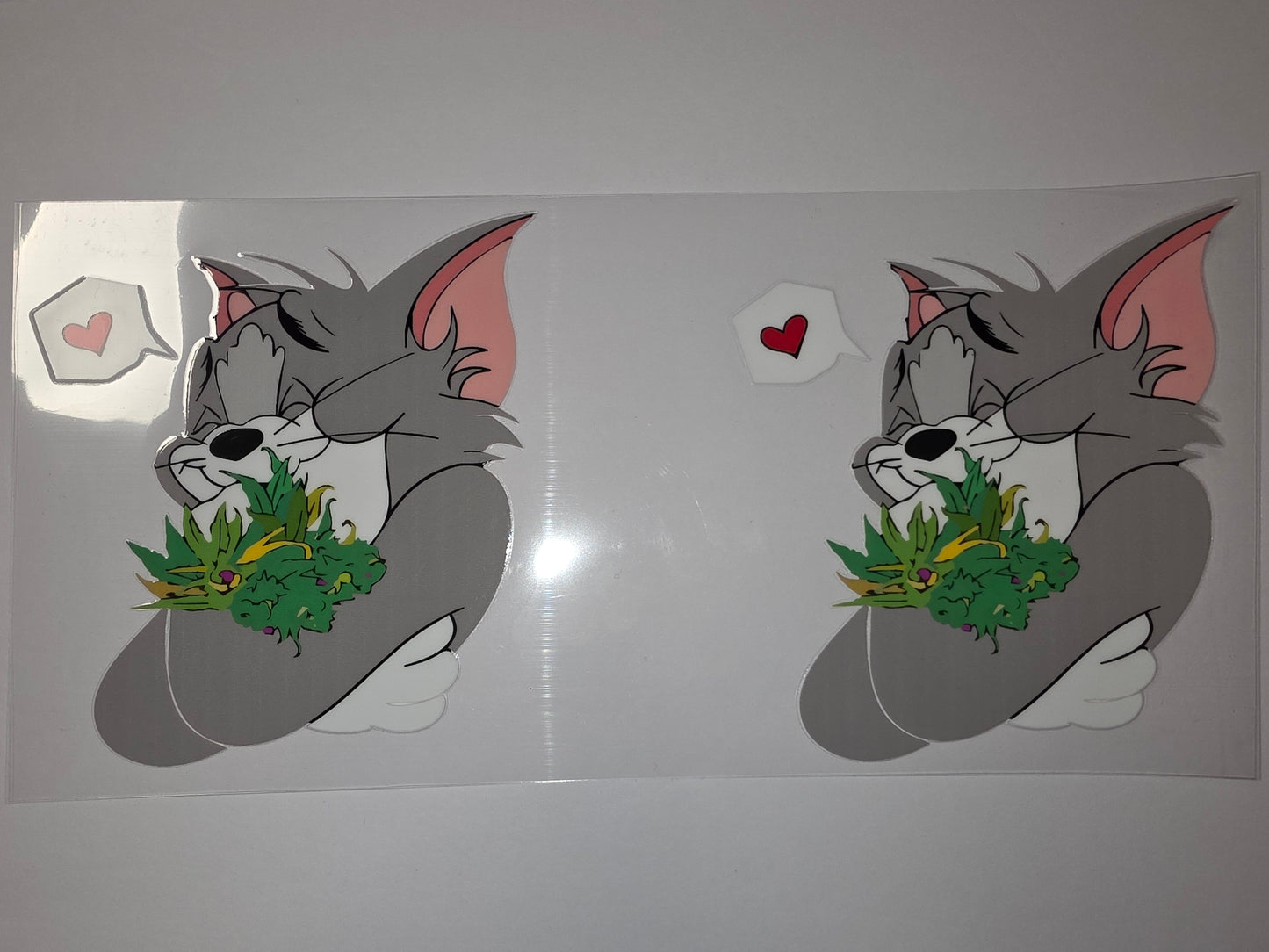 Tom Cat Holding Flowers Tumbler Wrap | Cartoon Character Drinkware Design | Cute Gift Idea