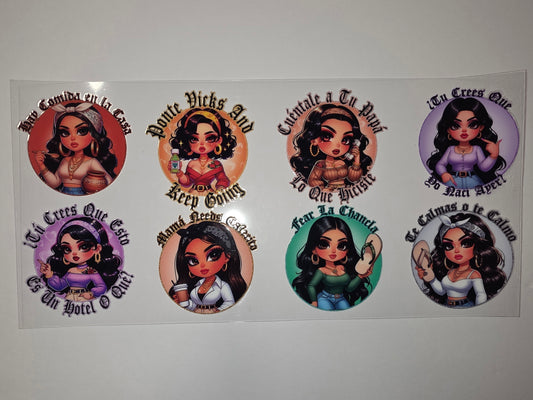 Chicana Doll Tumbler Wraps - Latina Power, Bold Designs, Vibrant Colors for Cups