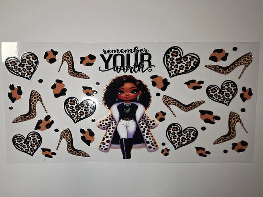 Chic Leopard Print Hearts & Heels Tumbler Wrap | Glam Girl Design