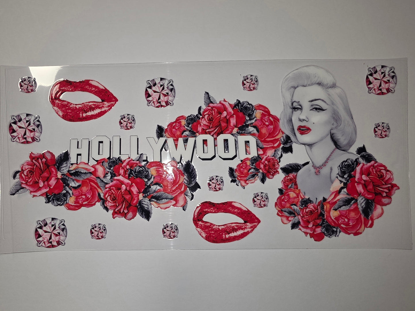 Hollywood Glam Tumbler Wrap | Marilyn Monroe, Red Roses, Diamonds & Lips Design