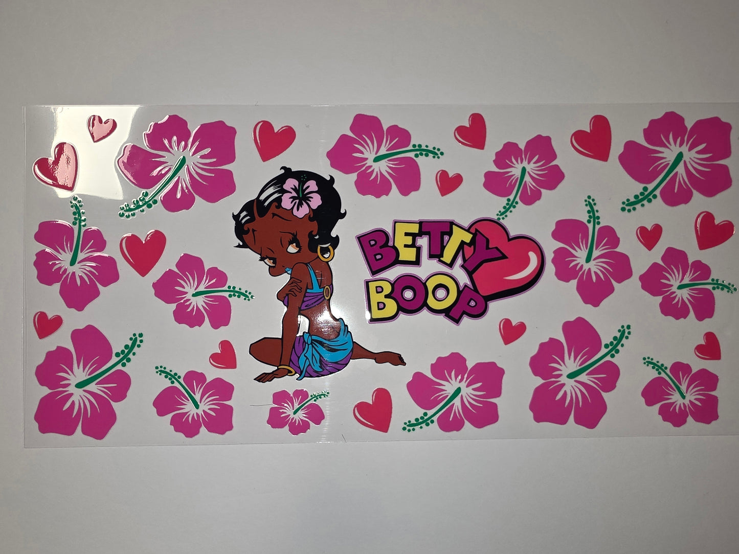 Betty Boop Hibiscus Flower & Heart Tumbler Wrap | Pink Tropical Design