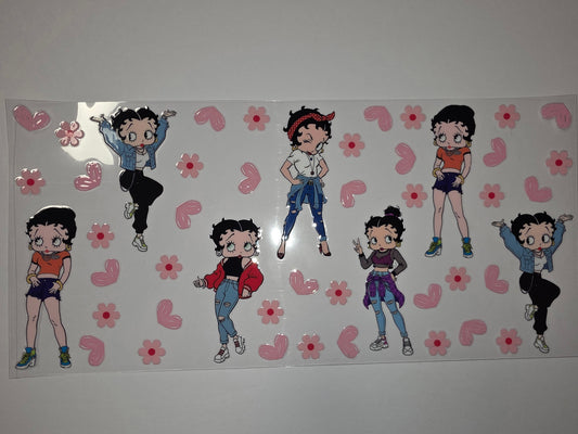 Betty Boop Tumbler Wrap - Pink Hearts & Flowers Design