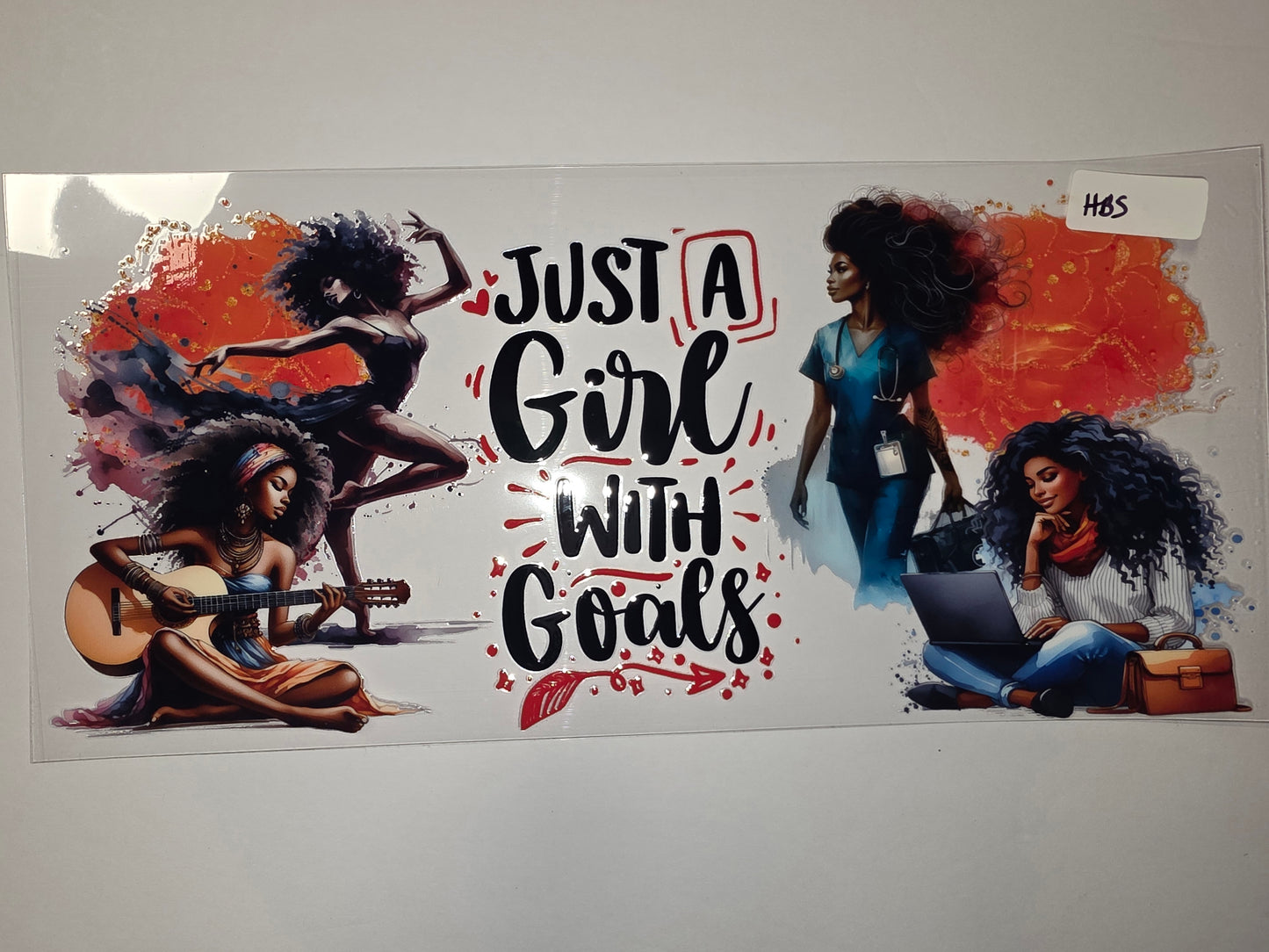 Empowered Women Tumbler Wrap | "Just A Girl With Goals" Design | Vibrant Colors