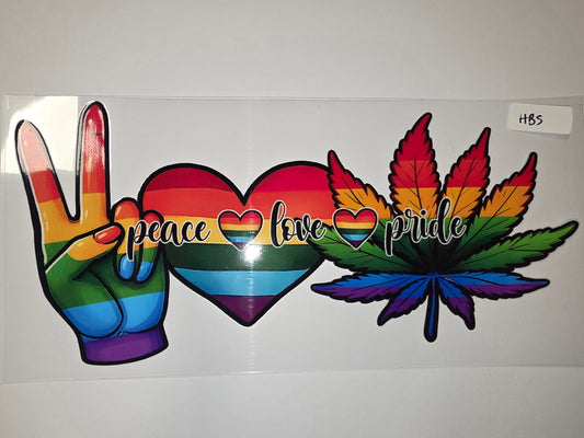 Rainbow Peace Love Pride Cannabis Leaf Tumbler Wrap - LGBTQ+ Design