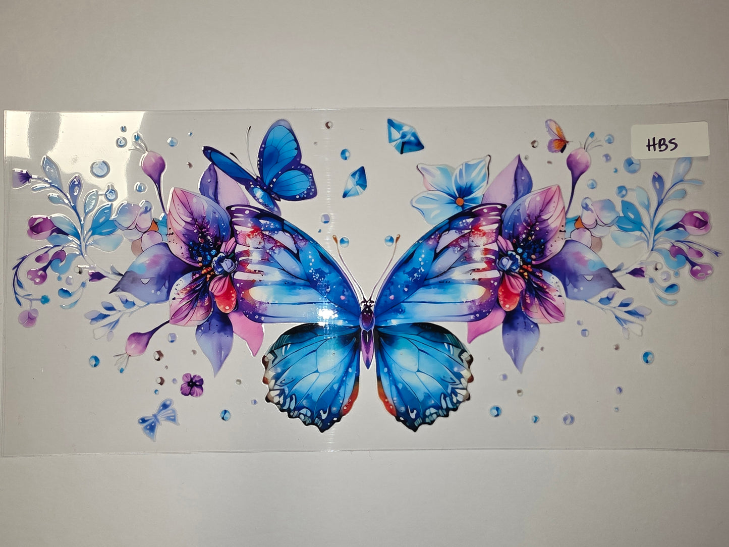 Enchanting Butterfly & Floral Tumbler Wrap - Blue, Purple, Pink Watercolor Design